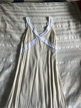 Monteau Cream Maxi Dress with White Trim